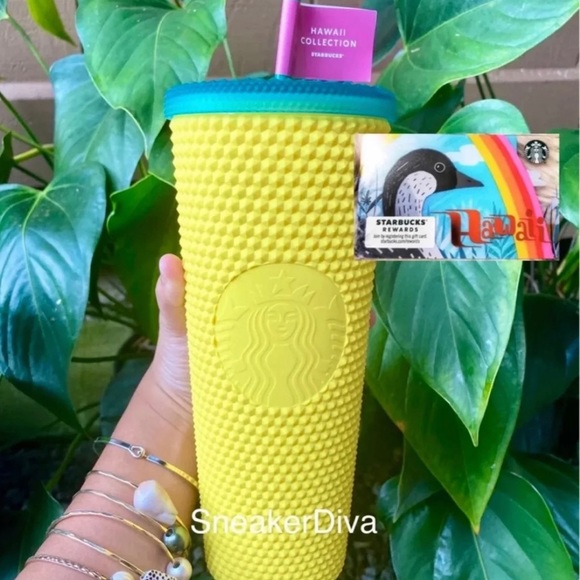🌴Starbucks pink Hawaii/pineapple🍍studded tumbler - Picture 3 of 3